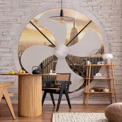 Wall Murals -Wall Murals With New York view through a huge fan G-art