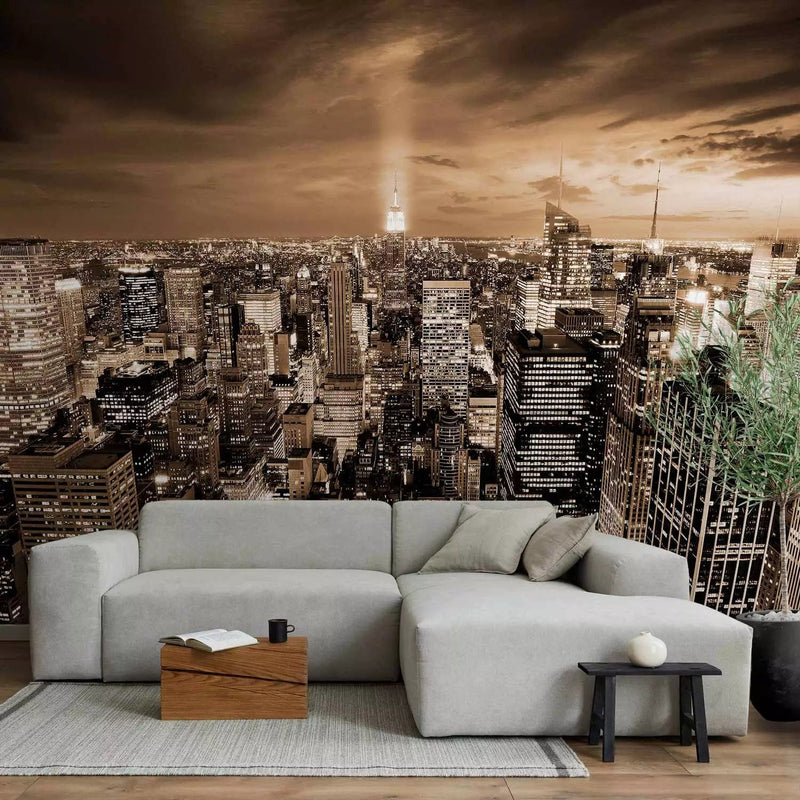 Wall Murals - Wall Murals with urban motifs. New York in brown, 61493G-ART