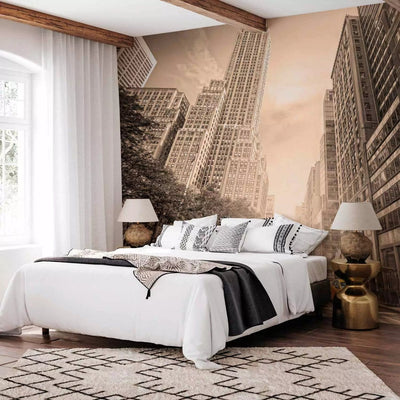 Wall Murals with New York taxis. Brown color - sepia, 61501 G-ART