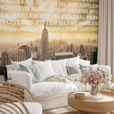 Wall Murals With New York's surroundings from a bird's eye view. Yellow in g-art