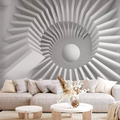 3D Wall Murals - White 3D Circle illusion with spheres - different sizes G -art