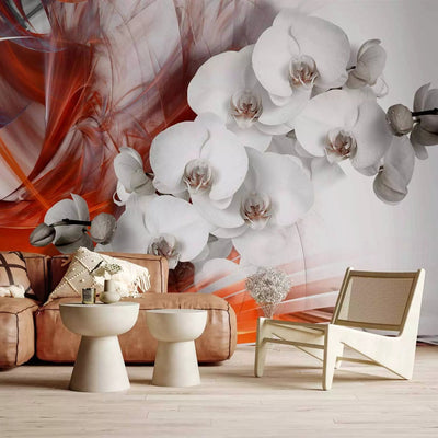 Wall Murals - white orchids and red flames, 61845 G-art