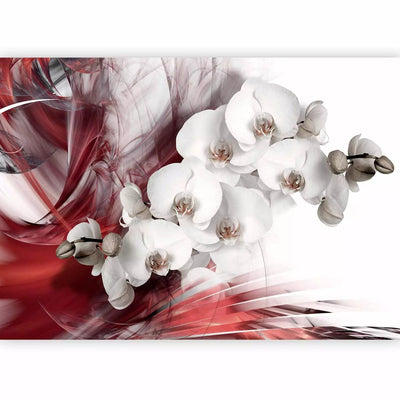 Wall Murals - white orchids with dark red flames, 61876g-art