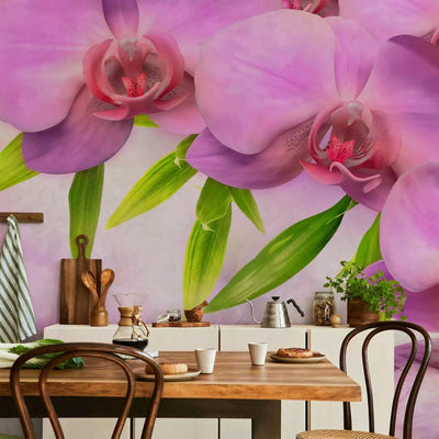 Ffototapets with beautiful pink orchids and nostalgic peace, 60126 g-art