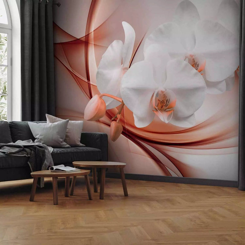 Wall Murals - white orchids on the background of pink abstract, 61840g-art