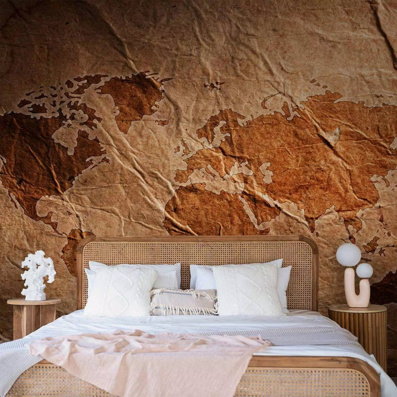 Wall Murals - World map on background with old paper texture, 64788 G-ART