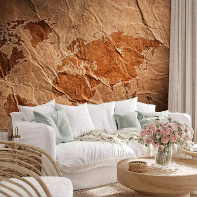 Wall Murals - World map on background with old paper texture, 64788 G-ART