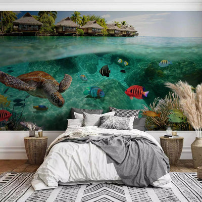 Wall Murals - seascape on a reef with fish and turtles, 61250 G-ART