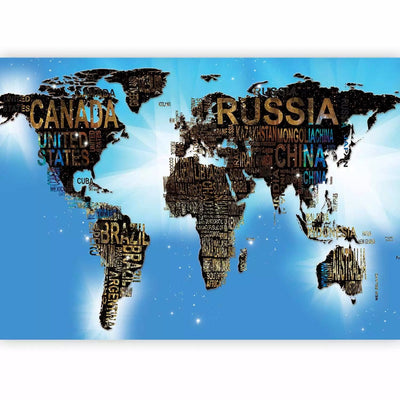 Wall Murals - world map with country names in English (blue) G-ART