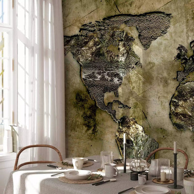 Wall Murals - contours of the continents with a vintage-style glow effect in G-ART