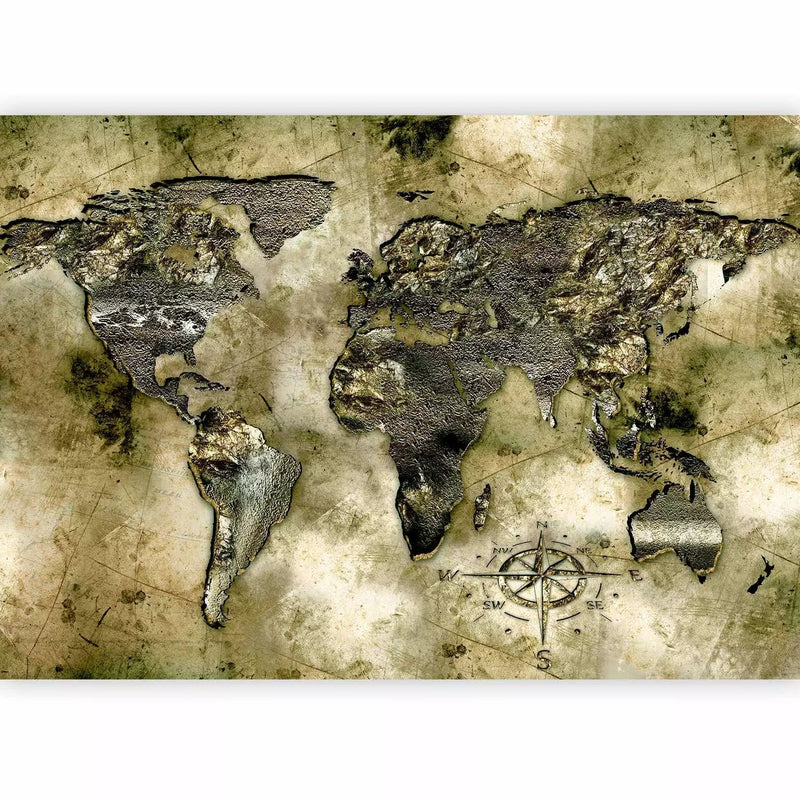 Wall Murals - contours of the continents with a vintage-style glow effect in G-ART