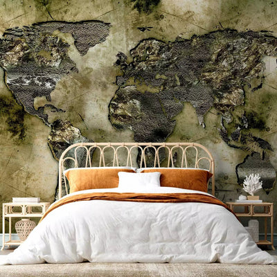 Wall Murals - contours of the continents with a vintage-style glow effect in G-ART