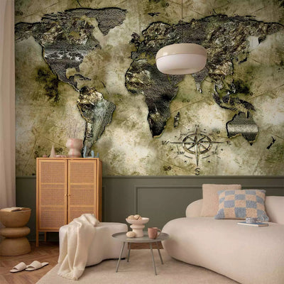 Wall Murals - contours of the continents with a vintage-style glow effect in G-ART