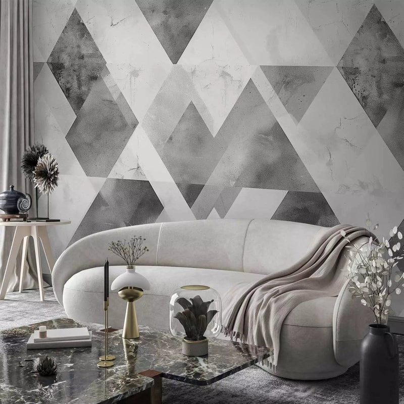 Wall Murals - a multi-layered pattern with intersecting shapes and textures in G-ART