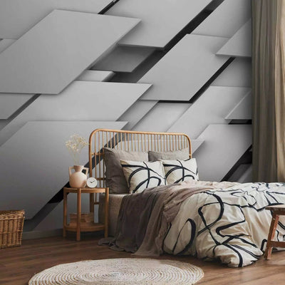 Wall Murals with 3D plates in gray color - Gray lines, 64457G-ART