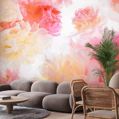 Wall Murals - Pastel Peonies - A homogeneous flower motif in gentle colors G -art