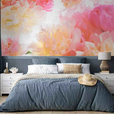 Wall Murals - Pastel Peonies - A homogeneous flower motif in gentle colors G -art