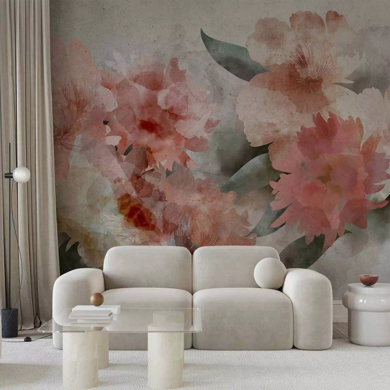 Wall Murals - Watercolour painting of a flowering garden - pink peonies G-ART