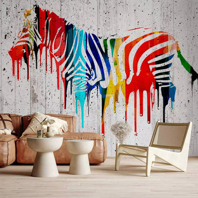 Multicolored Wall Murals with stylized zebra - 65554 G-ART