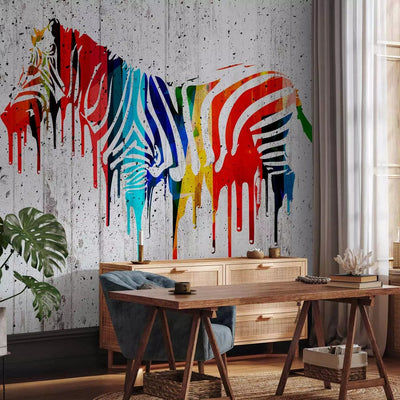 Multicolored Wall Murals with stylized zebra - 65554 G-ART