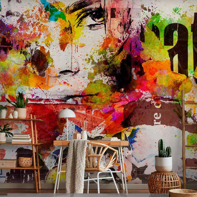 Modern Wall Murals with graffiti with a woman's face, 64498 G-art