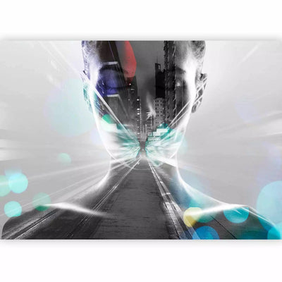 Wall Murals - Gray woman entering the city lights G-ART