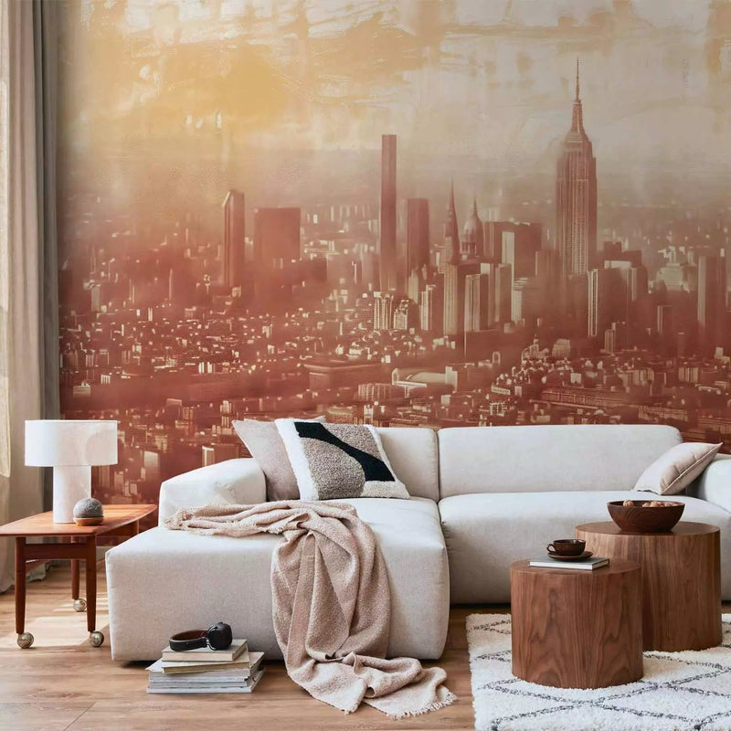 Wall Murals - City view in terracotta, 160004 - buy at G-ART