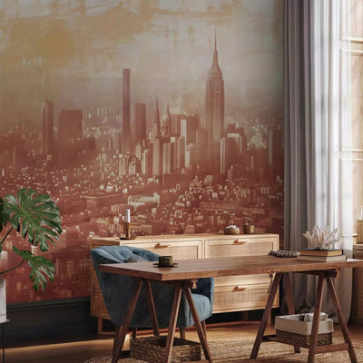 Wall Murals - City view in terracotta, 160004 - buy at G-ART