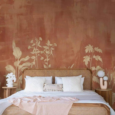 Wall Murals - decorative motif on terracotta background, 160003 G-ART