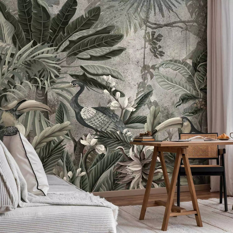 Tropical motifs, Wall Murals with jungle and exotic birds, 138588 G-ART