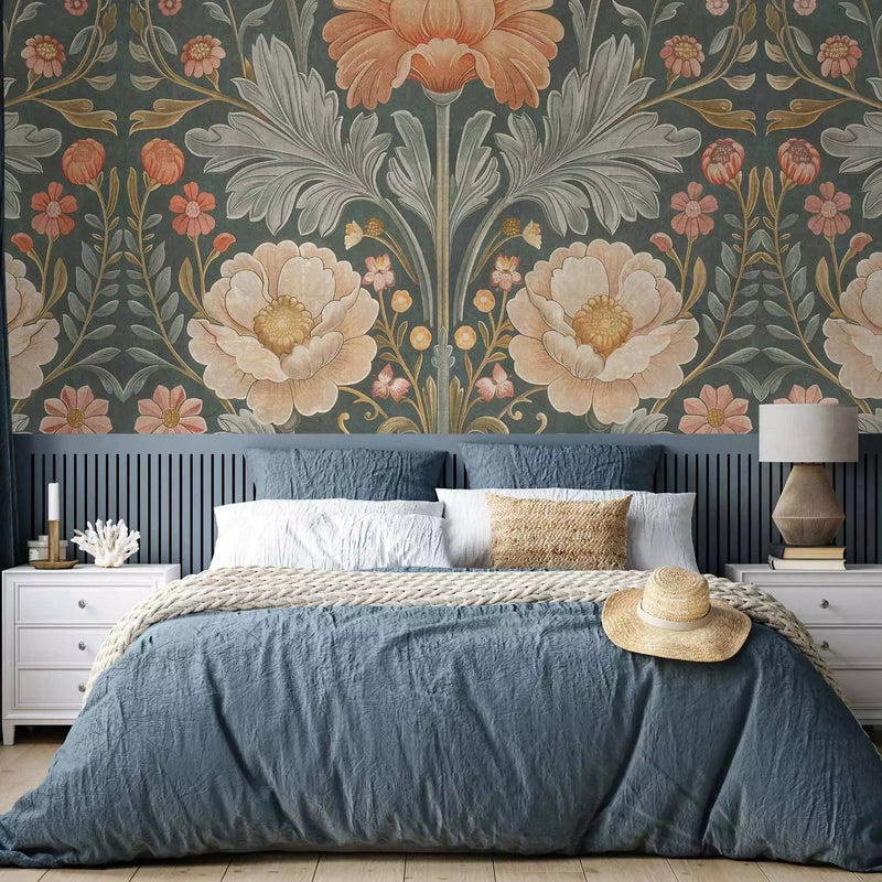 Wall Murals - Retro flowers - soft flowers and leaves in vintage style, 160785 G-ART