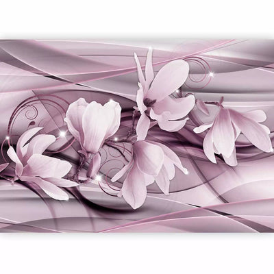 Purple Wall Murals with magnolia and abstraction - 64111, price G -art