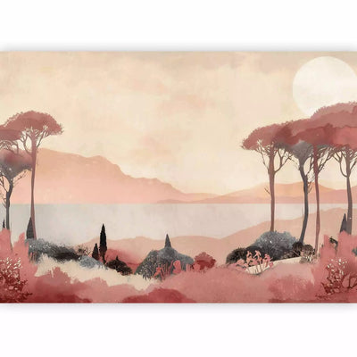 Wall Murals - romantic landscape with trees in terracotta - 160005 G-ART