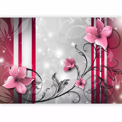 Wall Murals with flowers in soft pink tones - a good choice for the living room G-ART