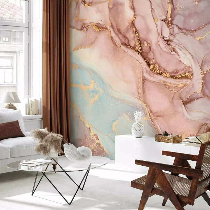 Wall Murals - Marble - abstraction in blue and violet tones, 160024 G-ART