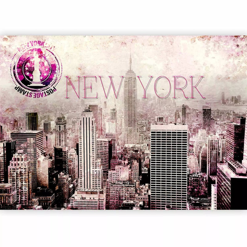 Wall Murals - Pink New York - Architecture with skyscrapers with textG-ART