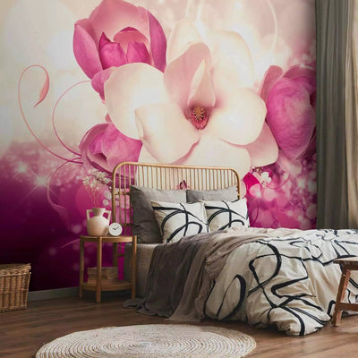 Wall Murals - Pink magnolia with sparkling crystals, 88794 G-ART