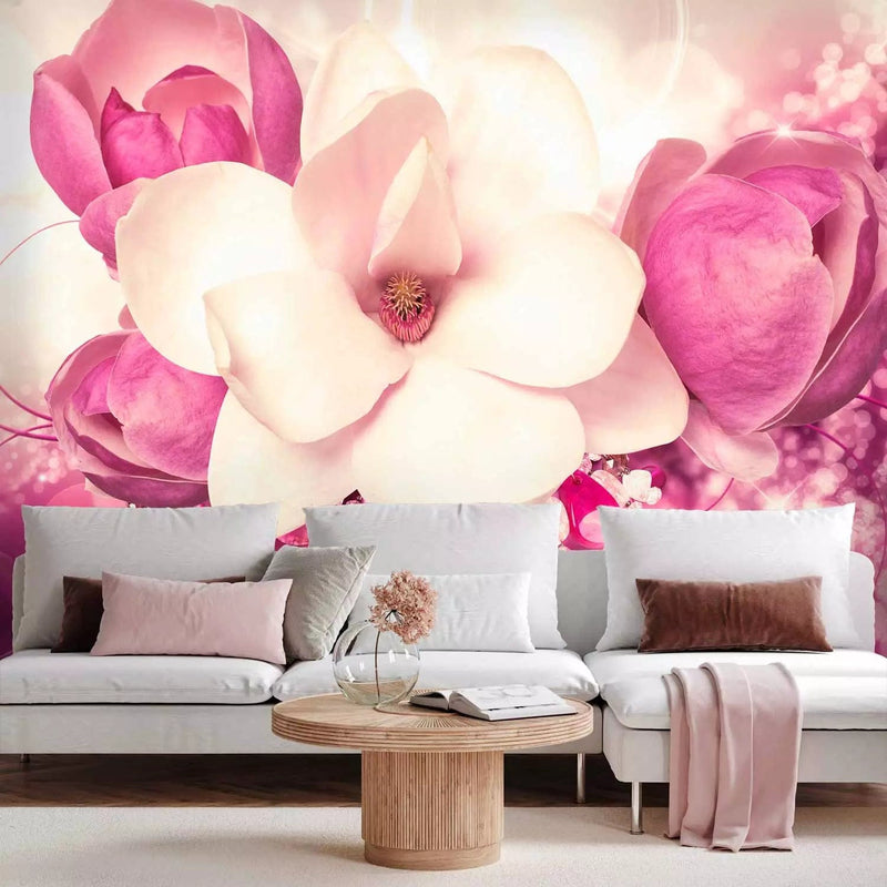 Wall Murals - Pink magnolia with sparkling crystals, 88794 G-ART