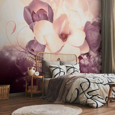 Wall Murals - Violet magnolia with glittering crystals, 88793g-art