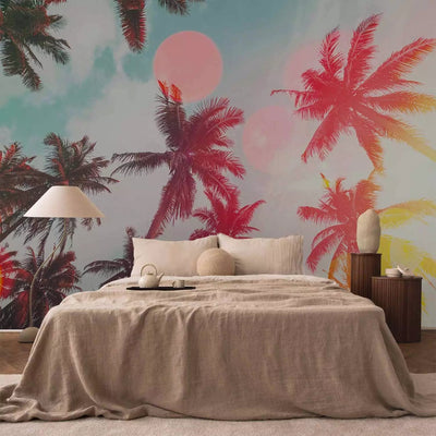 Wall Murals - Sunny palms - tropical leaves in colourful light - buy at G-ART