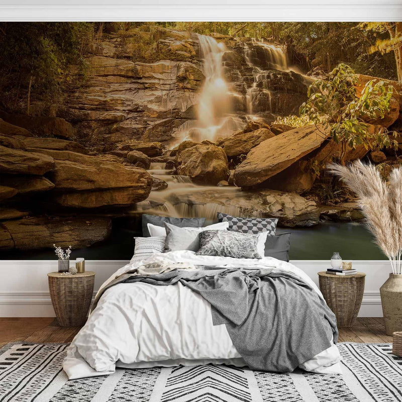 Wall Murals with a beautiful waterfall - Sunny waterfall, 92592 G-ART