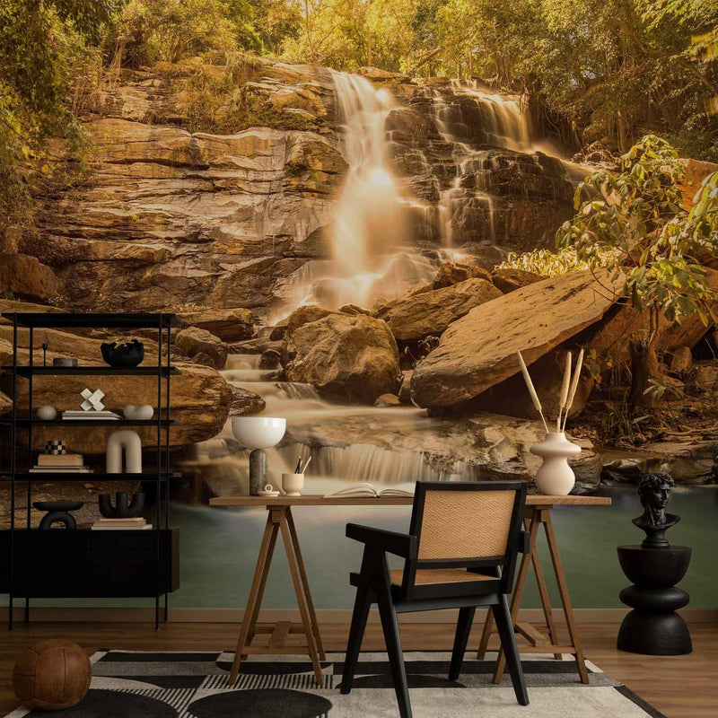 Wall Murals with a beautiful waterfall - Sunny waterfall, 92592 G-ART