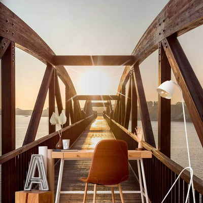 Wall Murals - Wooden bridge over the river in the sun, 74549, buy online G-art