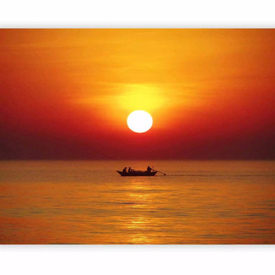 Wall Murals - Sunset and fishing boat, 59924, orange color G-ART