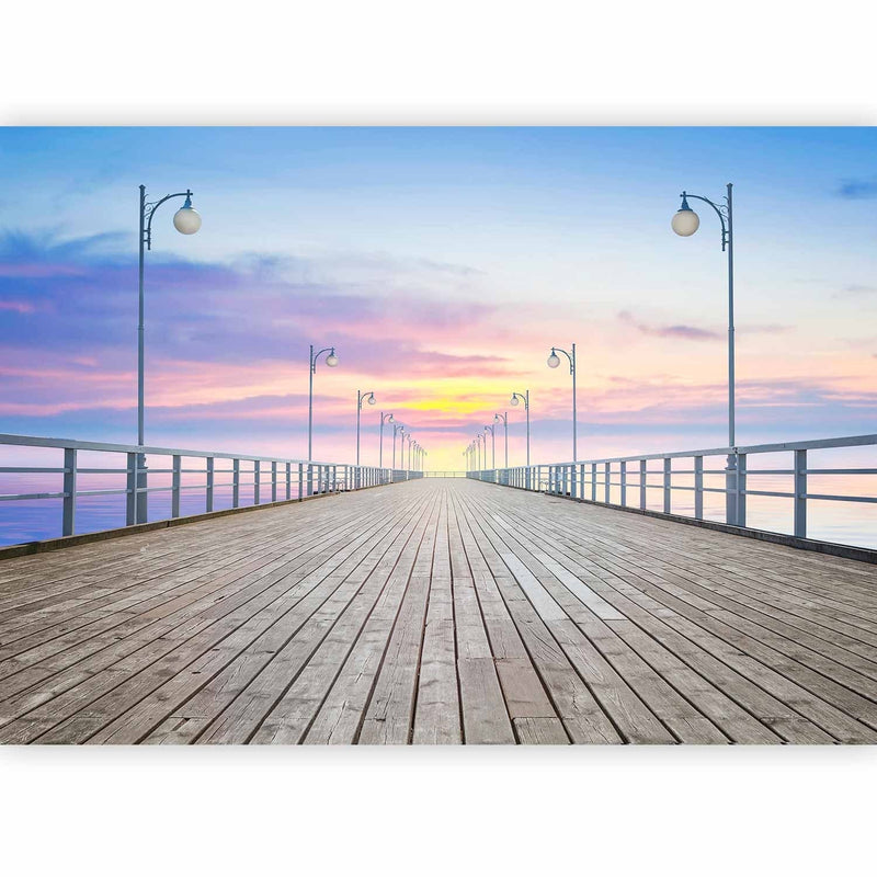 Fototapetai - Saulėlydis ant molo - peizažas su ramia jūra, 61683 G-ART