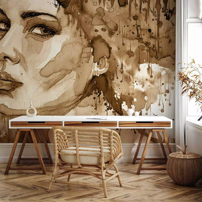 Wall Murals in brown tones - Female portrait (sepia), 64525 G-ART