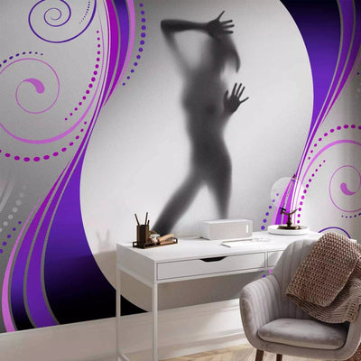 Wall Murals - Silhouette of a woman on a gray background, violet - 61201 G-ART