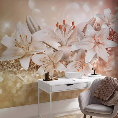 Wall Murals - beautiful lilies with sparkling crystals - 90447G-ART