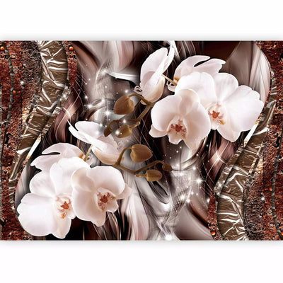 Wall Murals - Beautiful orchids with a red-brown background, 64377G-ART