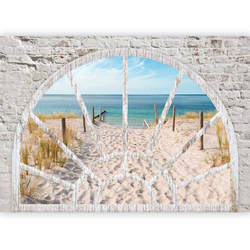 Фотообои - Вид из окна - пейзаж с морем и пляжем с каменной аркой, 62448 G-ART